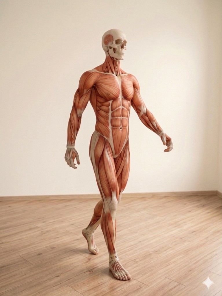 Spiraldynamik — anatomický model ve chůzi, svalové řetězce a pohyb v prostoru.